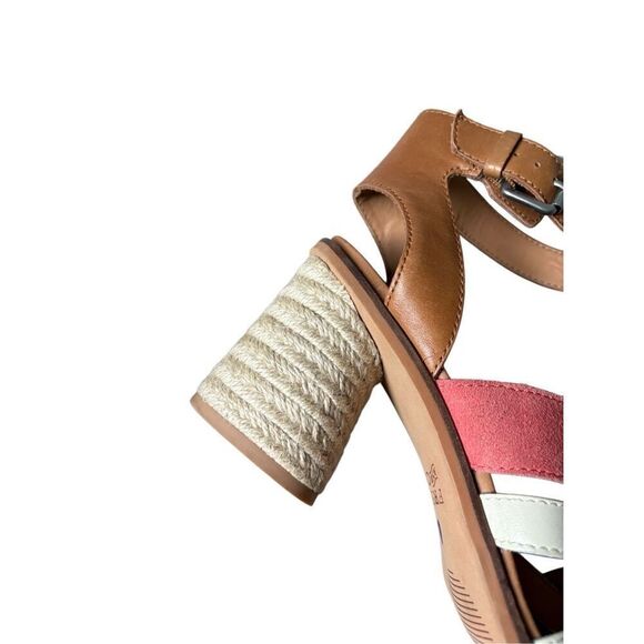 FRYE Adjustable Ankle Strap Heeled Sandals Leiah Brown Peach 9 Open Toe Leather - Picture 13 of 13